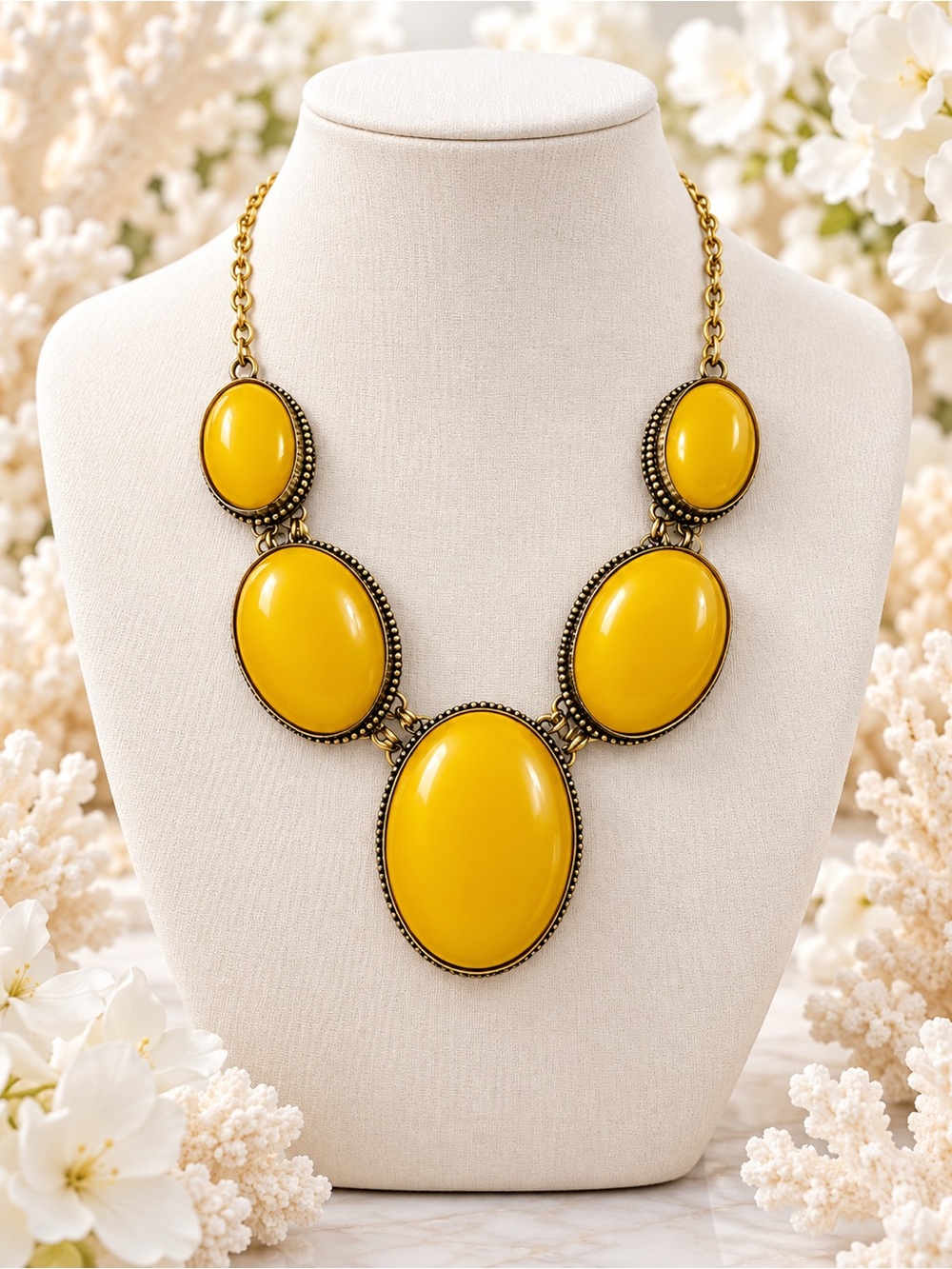 Bold Yellow Statement Necklace - Women Jewelry